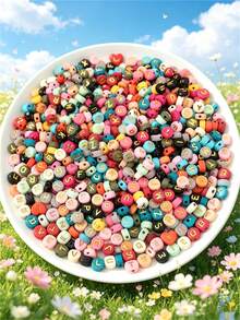 500/1000/1 包黑色壓克力字母珠 4x7mm - A 到 Z 字母吊飾，適用於 DIY 手鍊、項鍊、鑰匙圈和珠寶製作材料 - 彩色 - 查看 8