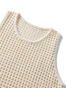 Camvyn Men's Summer Casual Fashion Hollow-Out Fitted Tank Top - Apricot - View 3
