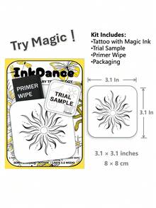 1 Set "Celestial Sun" New Technology Tattoo Stickers, Semi-Permanent Fine Line Style, Celestial Bohemian Mysterious Design, Sun & Moon Radiating Light Pattern, Temporary Tattoo Stickers, Waterproof Long-Lasting Realistic Design, Plant-Based Formula, Ink Dance, Gift X102 - Black - View 3