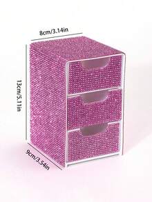 Rhinestone 3-Layer Mini Desktop Drawer Storage Box, Jewelry & Cosmetics Organizer, Mini Desktop Drawer Storage Box, Desktop Organizer, Room Decor, Plastic Multi-Layer Jewelry & Cosmetics Storage Box; No Power Required, Suitable For Vanity, Bedroom, Office And Daily Items Storage, Ideal Choice For Home And Vanity. Holiday, Birthday, Teacher's Day Gift, Back To School Essentials - Multicolor - View 11