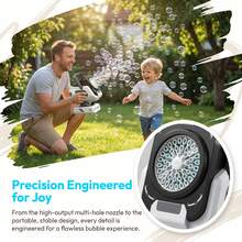 2025 Upgraded Remote Control, Auto Rotation, RGB Bubble Machine With 1800mAh Rechargeable Battery, Type-C Charging, Suitable For Children, Weddings, Birthday Parties, Outdoor Events, Bubble Liquid Not Included - White - View 12