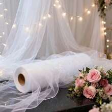 1/2pcs Large White Wedding Arch Pleated Fabric, Lightweight Transparent Tulle, Suitable For Romantic Wedding Ceremony, Reception, Party Decoration, Stage Backdrop, Modern Style Polyester Decor, Birthday Party, Wedding, Photo Booth Decoration, Summer Gift, Beach, Back To School, School Supplies, Room Decor - White - View 7