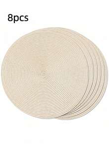 15-Inch Round Woven Placemats, 6pcs Set, Washable Heat-Resistant Woven PP Placemats, Popular European And American Style Insulation Pads, Decorative Mats, Available In Multi-Colors - Multicolor - View 24