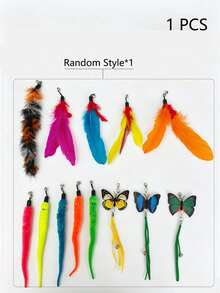 Cat Supplies & Toys: 1 Set Multi-Color Wooden Handle Cat Teaser Wand With Colorful Butterfly Replacement Parts And Small Bells, Interactive Chasing Toy For Kittens And Adult Cats, Increases Daily Exercise, Holiday Gift - View 11