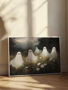 1pc, Canvas Wall Art, Framed Wall Decor, Wildflower Ghost Vintage Oil Painting Canvas Wall Art, Country Style Healing Eerie Decorative Poster, Halloween Aesthetic Wall Decor, Suitable For Modern Home Decor, Room Decor, Dorm Decor, Bedroom Decor, Bathroom Decor, Kitchen Decor, Dining Room Decor, Living Room Decor, Office Decor, School Decor, Classroom Decor, Back To School Decor - Ghost - View 7