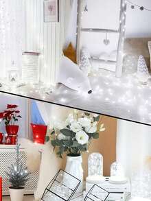 1pc Starry Sky LED Copper Decorative Light String, White Fairy Light, Battery Powered, Wedding, Birthday, Party, Festival Hanging Window Decorative Light, Outdoor Garden, Trees, Courtyard Atmosphere Decoration, Indoor Room Wall Decoration - White Light - View 3