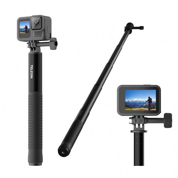 TELESIN Extendable Selfie Stick For D J I Osmo Action 6 5 Pro 4 Osmo 360 Nano Aluminum Tripod Mount For Insta360 Luna Ultra Go Pro Hero 13 12 11 For Vlogging Travel