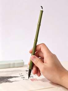 1PC Bamboo Joint Wolf & Goat Hair Calligraphy Brush, Professional Grade For Beginners, Qingyan & Qiushi Mixed Wolf & Goat Hair Brush For Regular Script, Running Script, Official Script, Student Chinese Painting Brush - Default - View 9