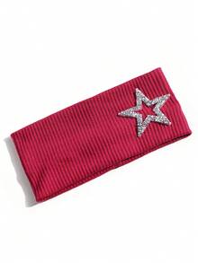 1pc Women's Rhinestone Pentagram Ribbed Solid Color Casual Outdoor Headband, Fashionable Versatile Daily Street Hair Accessory - Multicolor - View 34