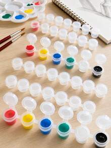6/60/120/240pcs Empty Paint Cups, Plastic Paint Cups, 6-Compartment Empty Paint Cups, Suitable For Art Painting, Handmade Crafts - Multicolor - View 2