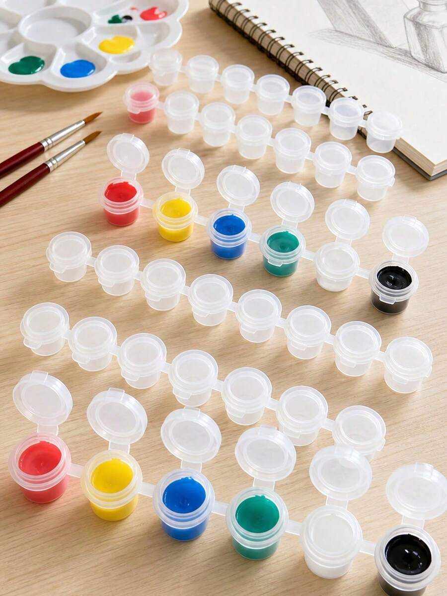 6/60/120/240pcs Empty Paint Cups, Plastic Paint Cups, 6-Compartment Empty Paint Cups, Suitable For Art Painting, Handmade Crafts