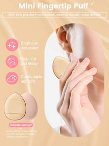 16Pcs Nude Mixed Makeup Puff Set, Triangle Velvet Powder Puffs, Mini Finger Strap Sponge Pads & Water Drop Makeup Sponges, Wet Dry Dual Use Cosmetic Tools For Foundation & Loose Powder, Portable Travel Makeup Accessories For Beginners - Apricot - View 4