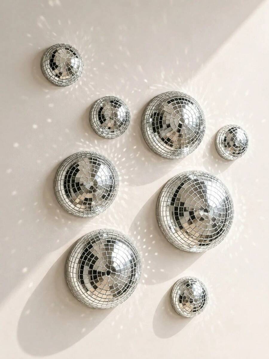 1/3/8pcs Disco Ball Wall Decor Hanging Ornament, With Adhesive Backing, Home Interior Decoration, Create Reflective Atmosphere - Multicolor - View 1