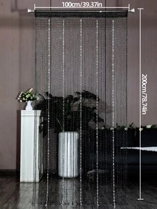 1 Pieza Cortina De Cuentas En Forma De Corazón Romántico Y Colorido Con Efecto Brillante, Perfecto Para Ventana De La Tienda, División De Habitaciones, Puerta Y Decoración - Negro - Ver 3