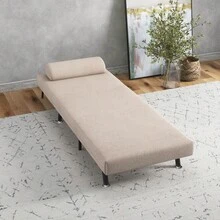 Silla Cama Plegable con Respaldo Ajustable, Color Gris Oscuro, Disponible en Sitio - Beige + Acero - Ver 7
