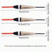 FTK 3pcs Fish King Fishing Floats, 9.06 Inches/0.21 Oz, Balsa Wood Vertical Fishing Floats - Multicolor - View 9