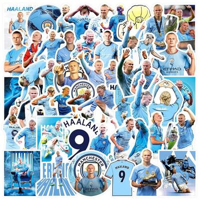 asmodee 100pcs/Erling Haaland Stickers, Manchester City Football Star Stickers, Waterproof Vinyl Decals For Water Bottle Laptop Skateboard, Soccer Fan Collection Decor Stickers