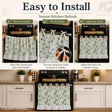Farmhouse Style Oven Door Curtain With Lace Tie, Semi-Transparent Textured Polyester Kitchen Decor, Decorative Oven Handle Cover Curtain, 30 X 21.3 Inches - Multicolor - View 4