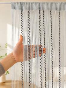 1件裝銀灰色串珠門簾，附灰色螺旋裝飾，閃亮流蘇門口隔簾，適用客廳、臥室與居家裝飾 - 1PC - 查看 7