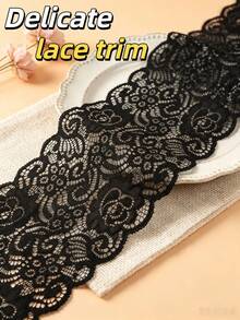 Black Retro Floral Scroll Pattern Lace Trim 5.7 Inches Wide Soft Stretch Breathable Lace Ribbon For Garment Embellishment Lingerie Underwear Dress Sewing Projects Curtain Home Decor DIY Handmade Accessories - Multicolor - View 6