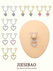 JIESIBAO Dangle Fake Nipple Ring Non-Piercing Clip On Nipple Rings Non Piercing Nipple Jewelry Bells Dangle Heart Adjustable Cute Body Jewelry - Multicolor - View 1