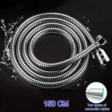 1pc 150/200CM Stainless Steel Explosion-Proof Shower Hose, Flexible Encrypted Bathroom Shower Water Pipe Extension Tube, Universal Bathroom Accessories Two Types Of Connector Styles Are Shipped Randomly. - Stainless Steel Reinforced - View 9