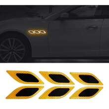 FCV 1Set/6PCS 3D Strong Reflective Stripe Sticker, Car Fendər Hood Bumper Reflective Decal, High-Intensity Night Visibility Reflective Decal Safety Warning Diamond Grade Carbon Fiber For Car SUV - Leaf-shaped - View 7