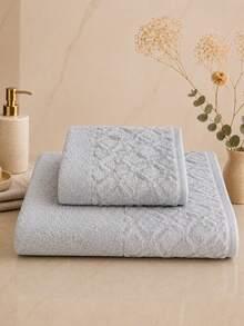 Diamond Pattern Jacquard Shawl Collar Bathrobe - S/M - L/XL - Made In Turkey - Grey - View 2