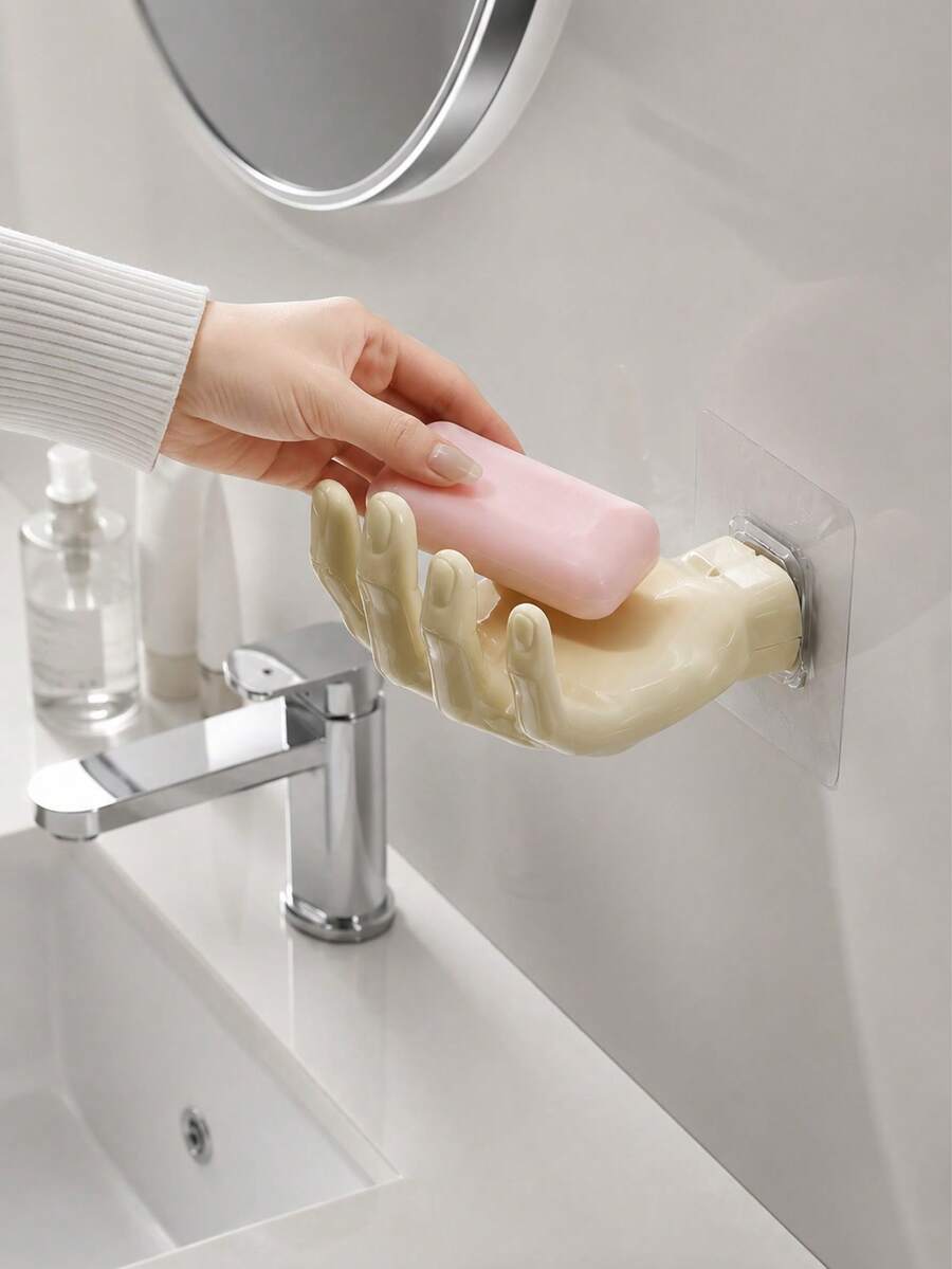 2/1pc Hand-Shaped Storage Rack, Creative Palm Design Wall-Mounted Jewelry Organizer, Soap Dish, Suitable For Bathroom, Bedroom, Vanity - Multicolor - View 1