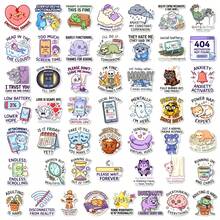 TOM AND JERRY. 50pcs Funny Mental Health Meme Stickers, Emo Anxiety Introvert Relatable Cartoon Quote Stickers, Suitable For Journals, Water Bottles, Laptops, Suitcases, Scrapbooks - Multicolor - View 9