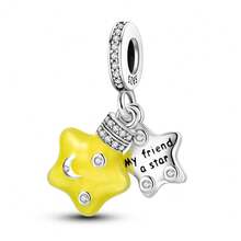 1pc S925 Sterling Silver Glow-In-The-Dark Beaded Pendant, Angel, Wizard, Star, Light Bulb, Colorful Light Multiple Styles, Glow-In-The-Dark Enamel With Rhinestone Details, Comes With Gift Box, Suitable For Bracelet Necklace DIY, Romantic Personalized Commemorative Accessory That Glows At Night - Multicolor - View 13
