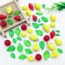 50 hạt acrylic hình lá trái cây nhiều màu làm trang sức DIY, charm cho hoa tai, vòng tay và dây chuyền - Nhiều màu - Xem 9