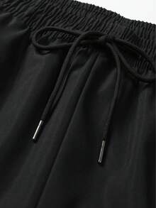 Men's Drawstring Waist Colorful Patchwork Side Stripe Wide Leg Sweatpants, Loose Street Casual Sports Long Pants - Black - View 8