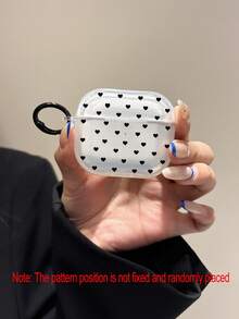 Transparent Black Mini Heart-Shaped Earphone Protective Case For 1/2/3/4 Pro 2, Soft Protective Shell With Black Finger Ring - Multicolor - View 6
