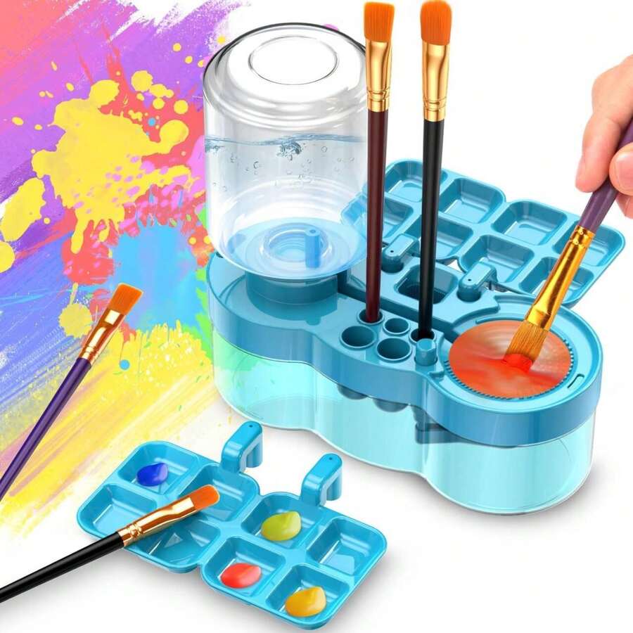 Six-In-One Multi-Functional Brush Cleaning Cup With Palette And Brush Storage, Portable Watercolor And Pastel Painting Dedicated Wash Basin Brush Holder Art Tools - A - View 1