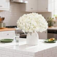 10/20pcs  Artificial Hydrangeas With Stems, Perfect For Home, Wedding, Party Decorations, DIY Floral Arrangements, Gifts For Women, Home Decor, Back-To-School Decorations, And Autumn Decor - White - View 4
