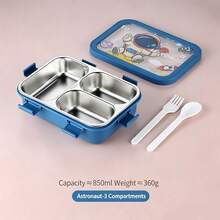 Cartoon Divided Bento Box, Prevents Food Odor Transfer, Cute And Playful, Suitable For Students And Office Workers Lunch, Square Design, Includes Utensils - Multicolor - View 12