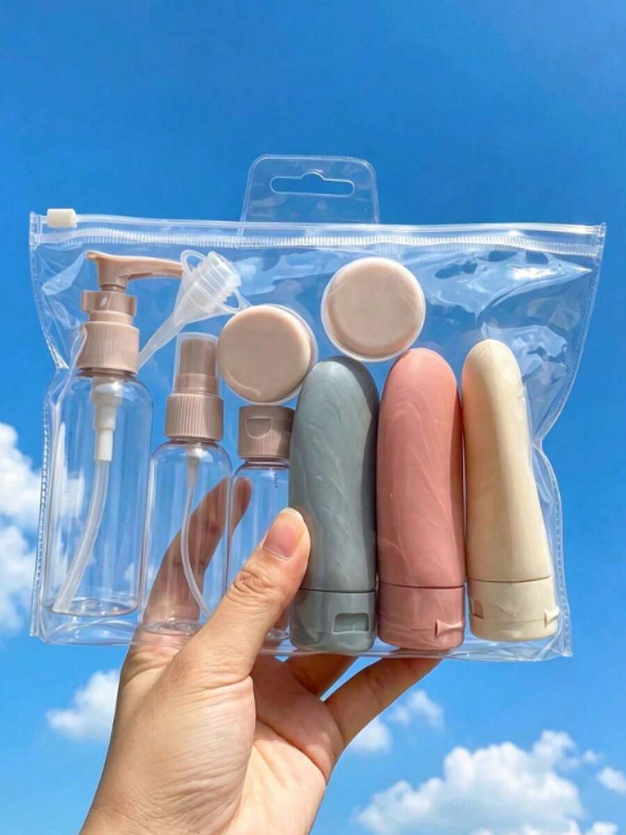 11pcs Travel Cosmetic Dispenser Bottle Set, Toiletries Travel Bottle Set, Suitable For Shampoo, Conditioner, Body Lotion, Shower Gel Dispenser Bottles, Travel Essentials - Multicolor - View 1