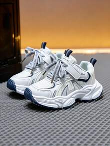 1 Pair 2026 New Style Kids' Spring/Autumn Mesh Breathable Running Casual Chunky Sneakers Sports Shoes For Boys And Girls - White - View 3