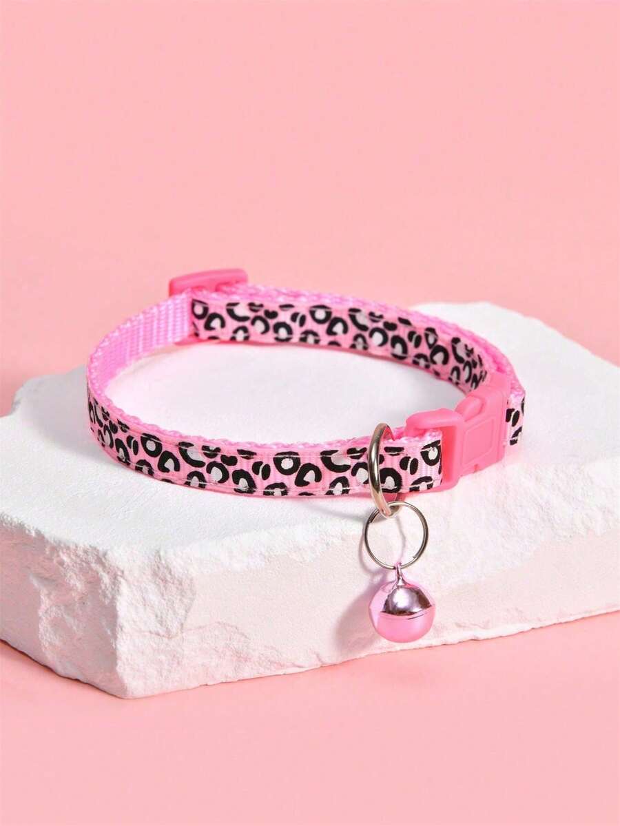 1pc Leopard Print Adjustable Cat Collar, Suitable For Small To Medium Dogs And Cats, Optional Cat Paw Accessory, DIY Customizable Pet Collar - Multicolor - View 1