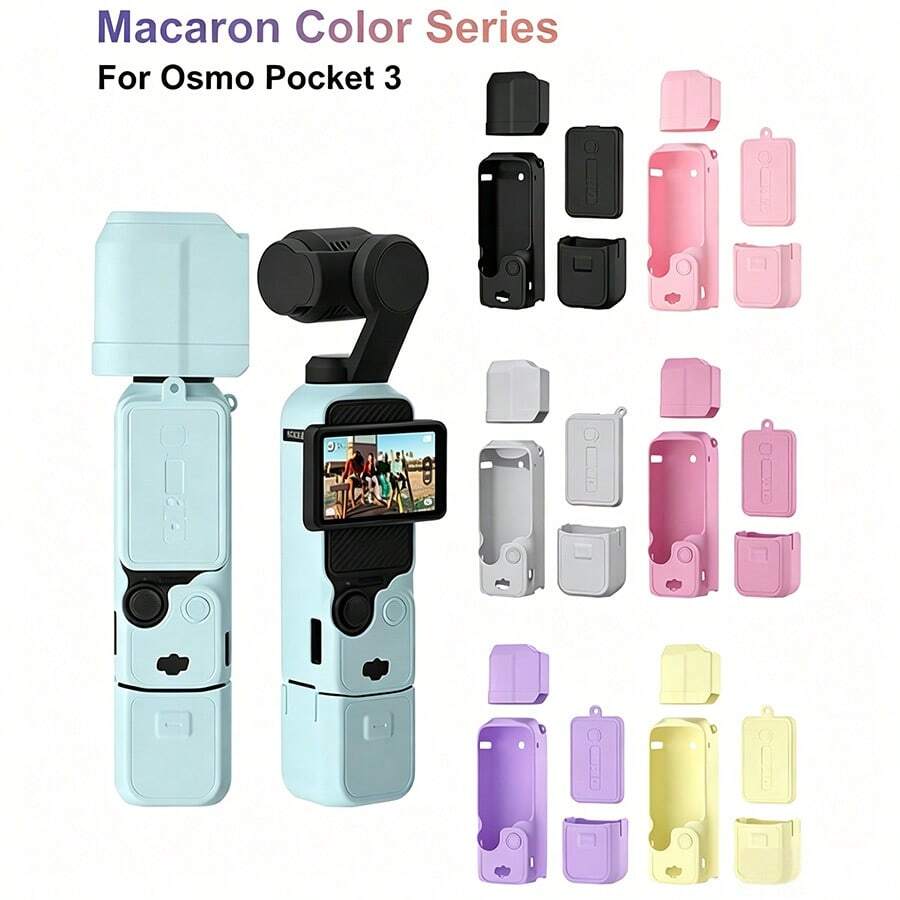 4件組 鏡頭保護蓋 矽膠套 手柄保護套 配件，相容於 OSMO POCKET 3 機身保護套 螢幕保護膜 鏡頭蓋 顯示遮光罩 配件 - 查看 1