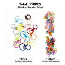 110pcs Colorful Keychain Accessories Set, Includes 10pcs Lobster Clasp Key Rings And 100pcs Open Jump Rings, Keychain Making Accessories For DIY Crafts, Keychains And Bag Decoration, Random Mixed Colors - Multicolor - View 6