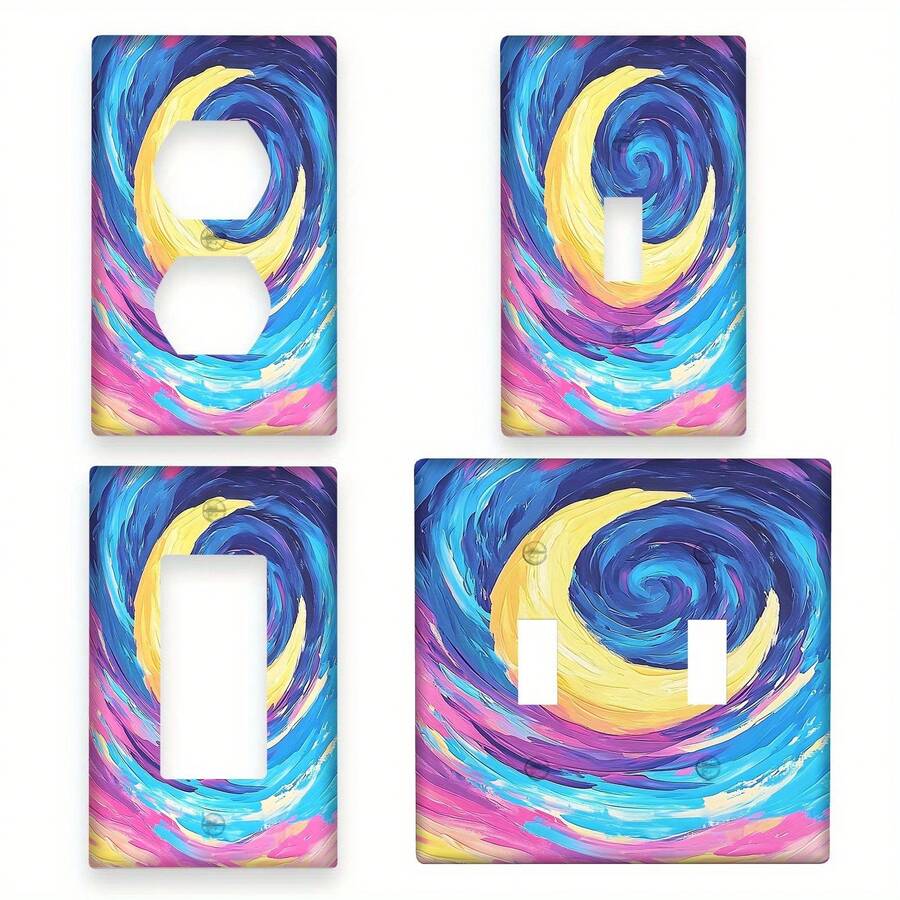1pc 1Gang/2Gang Stylish Painting Polycarbonate Thermoplastic Light Switch Wall Plate Cover Decorative Plastic Wall Plate Switch Plates And Outlet Cover Electrical Kitchen Home Office Decor - Duplex 11cm*7.5cm - View 1