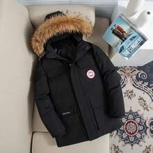2026 New Men's Outdoor Hooded Parka Jacket, Detachable Faux Fur Trim Multi-Pocket Mid-Length Windproof Warm Winter Workwear Outerwear - Black - View 5