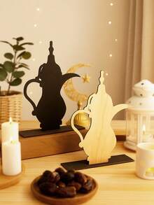 1pc Geometric Hollow Star & Moon Self-Standing Desktop Sign, Flat Bottom Matte Light Board With Polka Dot Cutout, Minimalist Tabletop Decor For Restaurant, Fireplace, Home Party, Indoor Holiday Tabletop Ornament Gift - Style 1 - View 5
