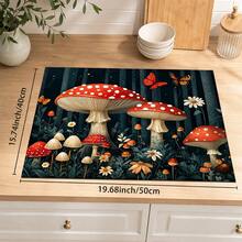 1pc Colorful Mushroom Kitchen Countertop Mat, Black Floral Pattern Diatomaceous Earth Absorbent Drainage Mat, Non-Slip Coffee Machine Mat And Dish Drying Mat - Multicolor - View 9