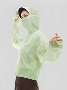 Beneunder Women's Lightweight Quick-Dry Breathable Sun-Protection Top (Short-Length) TS004 - Lime Green - View 4