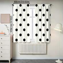 2 piezas Cortinas con estampado de lunares grandes en blanco y negro, impresión de un solo lado, semi-opacas - Cortinas con bolsillo para barra, decoración para dormitorio, sala de estar, cocina, múltiples tamaños disponibles, protección de privacidad, lavables a máquina, resistentes a la decoloración (barra no incluida) - Multicolor - Ver 13