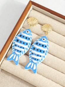 1 Pair Minimalist Fun Design Animal Plastic Beach Vacation Casual Personalized Taiyaki Earrings - Multicolor - View 2