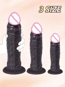 Plug Anal Estilo Pênis com Toque Realista, 3 Tamanhos Disponíveis, Dildo de Silicone de Dupla Densidade Extra Grosso, Estimulador do Ponto G Feminino, Brinquedo Adulto de Prazer Não Elétrico, Adequado para Homens e Casais, Produto de Bem-Estar Sexual Pessoal - preto - Visão 3